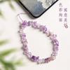 Colgante de Cadena para Teléfono de Amatista Natural y Citrino para Mujer, Estilo Corto con Piedra Triturada, Cordón para Funda de Teléfono, Accesorio Antiperdida