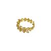 Anillo de cobre chapado en oro retro exquisito para mujer con diseño de nicho de estilo coreano, elegante y combinable con hojas de circón con microincrustaciones.