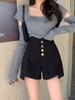 Short Casual Fino Verão Princesa Estilo Fresco Doce Roupa Feminina Botão Fina Calça Casual Moda Hot Pants