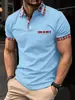 Polo Masculino de Manga Curta Verão Transfronteiriço Europeu e Americano Estampado 3D Novo Botão Lapela Esportivo Casual Respirável Camisa Polo