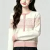 Cardigan de tricô casual fresco e estiloso para mulheres, início do outono de 2026, emagrecedor, estilo universitário, casaco suéter suave e doce