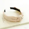 Diadema de tela de color sólido anudada de caña alta para mujer, Diadema de tela de borde ancho antideslizante, Accesorio para el cabello versátil de moda, Venta al por mayor desde el fabricante
