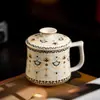 Taza de Agua de Cerámica Ru Kiln Dunhuang, Taza de Cerámica para el Hogar con Tapa, Taza de Té Personal para la Oficina, Taza de Café de Alta Gama