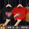 Camiseta de Manga Corta de Verano para Niños y Niñas Mayores Algodón Puro 2025 Nueva Ropa Familiar Estilo Dibujos Animados Camisa Top Holgado