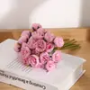 Buquê Artificial de Peônias com 27 Flores, Flores de Botão de Chá, Rosas Pequenas, Buquê de Mão, Flores Artificiais para Decoração de Casa