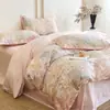 Conjunto de cama de quatro peças 100% algodão, algodão de fibra longa de Xinjiang, estampado digitalmente, capa de edredom estampada 100% algodão, lençol de cama e conjunto de cama