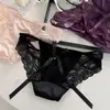 Fiesta Peligrosa~Calzones Sexys de Satén y Encaje Estilo Francés con Moño Hueco de Deseo Puro y Entrepierna de Algodón Puro Calzones para Mujer