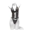 Lingerie Sexy Vermelha para Mulheres, Estampa de Leopardo, Decote em V Profundo, Transparente, Peça Única de Dormir Três Pontos com Costura Dupla na Virilha 2818