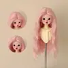 Peluca de Cosplay de Lana Rizada con Raya Media Estilo 346 BJD en Stock, Peluca Suave de Color para Peinar de Uso Diario