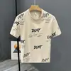 Camiseta de Manga Media para Hombre de Verano Fina con Estampado de Letras Estilo High Street Americano Transfronterizo Marca Trendy Juvenil de Manga Media