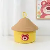 Cesta de armazenamento com tampa, cesta de armazenamento fofa, cesta de armazenamento com corda de algodão, linha de algodão, cosméticos de mesa, brinquedos, cesta de armazenamento de artigos diversos