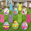 Cartel de Jardín de Pascua con Huevos de Colores y Lazos, Decoración Impermeable y Resistente a la Decoloración para Césped y Jardín al Aire Libre