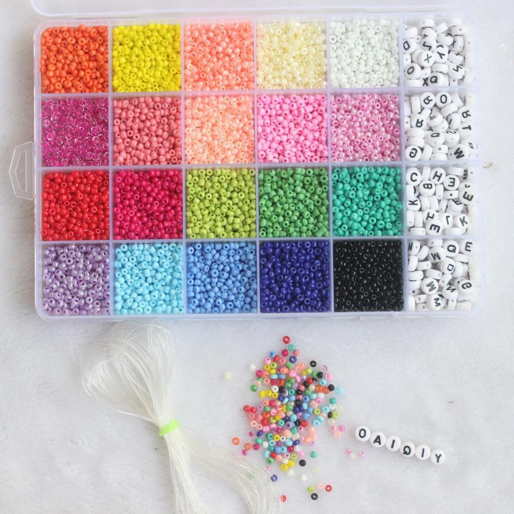 3mm小米珠字母珠diy套装24格20