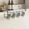 Estante colgante debajo del mueble del espejo, soporte para cepillo de dientes eléctrico, estante organizador de almacenamiento para gabinete de baño para vasos de enjuague bucal, organizador de cepillos de dientes para baño