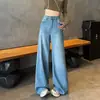 Jeans de Pierna Ancha de Tencel de Alta Calidad para Mujer 2026 Nuevos Pantalones Rectos de Longitud Completa Anti-Decoloración Transfronterizos