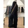 Pantalones Deportivos Rayados Estilo Americano Talla Grande 150kg para Mujer, Delgados de Primavera y Verano, Cintura Alta Versátiles, Holgados, de Secado Rápido, tipo Cargo