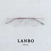 Armazón de Titanio Ultraligero 4.9g Gafas de Prescripción Ovaladas para Mujer, Estilo Crema, Cat-Eye Artístico Retro sin Armazón, Se Pueden Personalizar con Lentes de Prescripción