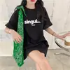 Camiseta blanca holgada de manga corta con estampado de letras estilo Harajuku para mujer, nueva moda de verano 2022, estilo coreano, top de longitud media