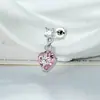 Nuevo pendiente de botón de oreja con pasador recto de colgante de corazón de iris de Iris Heart Henson, joyería para piercing de hueso de oreja con varilla de aleación de titanio
