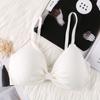 Top de tubo con tirantes estilo francés, copa triangular, lencería para mujer, sujetador de pecho, anti-brillo, escote en V profundo, espalda bonita, sin aro, con almohadilla en el pecho, tirantes