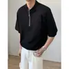 Camiseta de Meio Zíper de Manga Curta Insane High Street Americana Cleanfit para Homens e Mulheres Ins Tendência Europeia e Americana Loose Top Básico