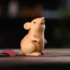 Ciprés Amanecer Zodiaco Rata Pieza de Mano Lindo Ratón Regalo de Cumpleaños para Niños Hamster Foodie Talla en Madera Adorno de Escritorio