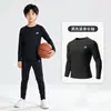 Camisa de basquete infantil, segunda pele, conjunto de treino justo, secagem rápida, para meninos, adequado para pular corda, corrida e fitness, conjunto esportivo no atacado