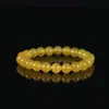 Pulseira de Ágata Amarela Natural com Contas Redondas de Círculo Único, Toque Quente e Suave, Cor Amarelo Óleo de Galinha, Novo Estilo Chinês, Realça a Tez, Versátil para o Dia a Dia
