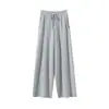 Calça de Tricô Consinee 100% Caxemira Pura Wide Leg Preguiçosa para Mulheres, Solta e Versátil, Barra Dobrada, Calça Reta de Cintura Alta