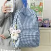 Mochila xadrez estilo Hong Kong retrô, design novo, grande capacidade, adequada para alunos do ensino fundamental e médio, estudantes universitários, para carregar livros para a escola, e para viagens e uso com computador