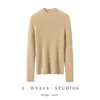 Suéter de una sola pieza 100% cachemira para mujer, cuello semi-alto, suéter de punto ajustado, estilo otoño e invierno