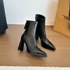 Botines de Tobillo de Piel Suave con Tacón Alto Delgado y Punta Fina para Mujer, Estilo Nuevo Otoño/Invierno 2026, con Cremallera Lateral en Negro, Elegantes y con Estilo