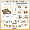 Set de Decoración de Fiesta de Cumpleaños Temático de Vehículos de Construcción de Dibujos Animados Transfronterizo con Banderines, Adornos para Pasteles, Globos y Decoraciones de Mesa