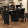 Banco de trabajo de manicura especializado retro engrosado de doble capa para salones de uñas, mesa de manicura multifuncional de almacenamiento para una o dos personas