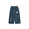 Jeans Bordados con Parche de Estrella para Niñas Wulibu Moda Infantil Primavera y Otoño Pantalones Rectos Sueltos Versátiles