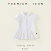 Vestido Camisa Cuadros de Manga Corta para Niña Estilo Nuevo Verano 2025 Vestido Casual con Solapa para Niños Pequeños Venta al por Mayor