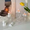 Portavelas de vidrio transparente bandeja para velas de aromaterapia accesorios para fotos de Instagram decoración adornos creativos fondo de fotografía