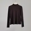 Camiseta Térmica de Lana de Oveja para Mujer en Otoño e Invierno Nueva Camiseta de Manga Larga con Cuello Redondo Engrosada para Mujer Color Puro Cálida Ropa Interior y Exterior