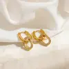 Pendientes de Acero Inoxidable Más Vendidos Transfronterizos con un Toque de Lujo Ligero y Gama Alta, Incrustación de Diamante Redondo, Chapados en Oro de 18 Quilates, Pendientes Impermeables y que Conservan el Color