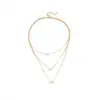 Collar vintage con colgante de gota de agua de amor con estrella de cinco puntas multicapa simple de moda de comercio exterior transfronterizo, cadena de clavícula