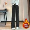 Pantalones de chenilla de pierna ancha nuevos 2025 para mujer, otoño e invierno, cintura alta, caída, forro polar, blancos, primavera y otoño, casuales, rectos