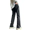 Pantalones de ajuste limpio color Negro Puro Sentido del Diseño Cremallera Dividida Ambiente Estilo Americano Pantalones Funcionales de Carga Rectos Micro-pantalones
