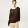 Nuevo suéter de cachemir reversible de color sólido versátil 75% cachemir 25% seda de morera tejido de punto con cuello redondo para mujer, holgado y suave