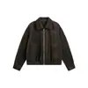 Yidao Roupas Vintage 2026 Outono Novo Jaqueta Texturizada Retro Americana para Homens, Corte Quadrado Amplo, Jaqueta Curta de Cor Sólida