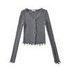 Cardigan Curto Sexy Decote V Profundo Europeu e Americano Tricot para Mulheres 2024 Outono Novo Tricot Sexy Slim para Usar por Baixo