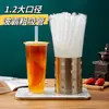 Pajitas transparentes desechables para té de leche, pajitas de plástico grueso para perlas, 00 piezas, pajitas grandes de colores extralargas, empaquetadas individualmente, duras 10