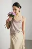 Camisola de Seda para Mujer 2026 Primavera/Verano Nueva Color Sólido Ropa Interior Exterior Estilo Commuter con Encaje y Top de Seda de Morera