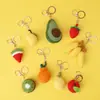Llavero de Lana Tejido a Mano Fruta Uva Caqui Aguacate Colgante de Bolso Joyería Regalo