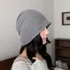 Sombrero de Lino de Color Sólido Estilo Coreano para Mujer, Turbante Hueco, Verano Delgado Transpirable Adelgazante Facial Artístico Versátil Gorro Holgado