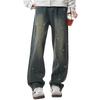 Calça Jeans Splash Ink Masculina 2025 Nova Moda Outono e Inverno Marca Fashion Solta Estilo Americano High Street Lavada Velha Reta